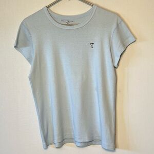 "Mar Tee Ni"  T Shirts Blue Womens Size Large Y2K Vintage Martini Glass Logo.